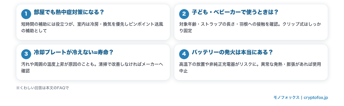 ハンディファンと熱中症対策のよくある質問と回答ダイジェストの図解
