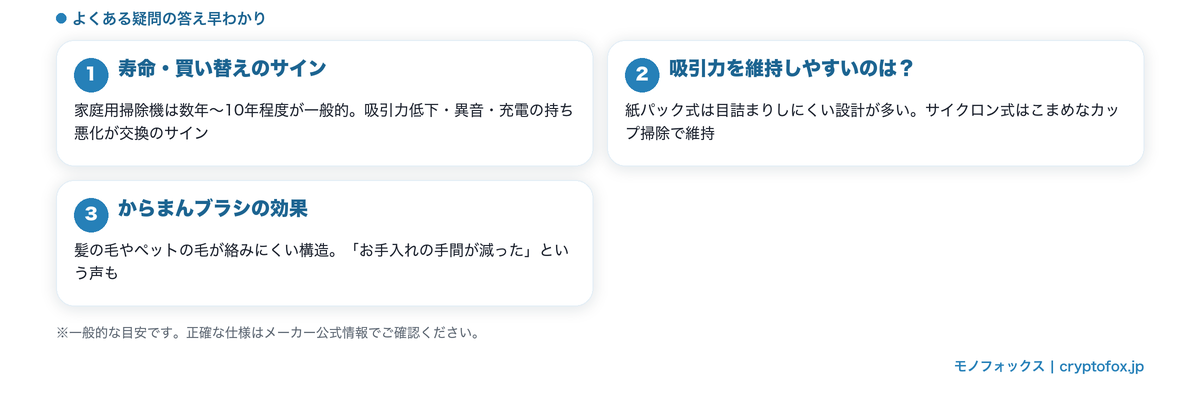 日立掃除機の寿命・吸引力・からまんブラシのFAQ早わかり図解