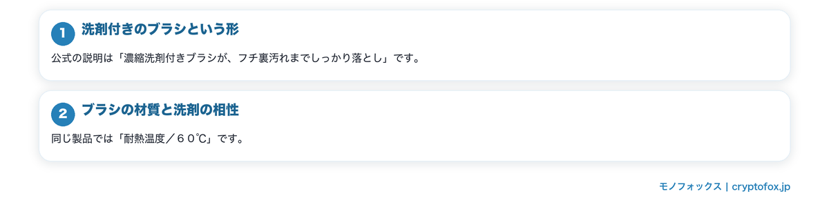 道具と洗剤はセットで考えるの要点を整理した図