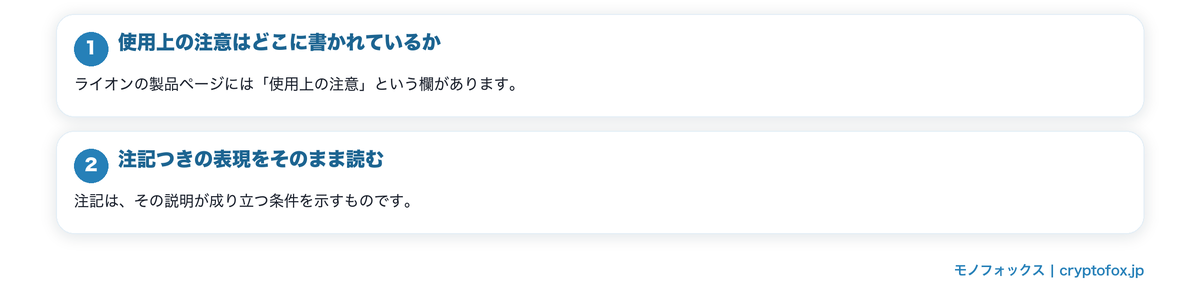 買う前に読んでおきたい表示の要点を整理した図