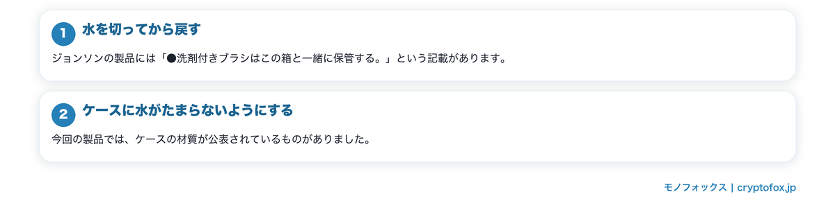 使ったあとの置き方の要点を整理した図