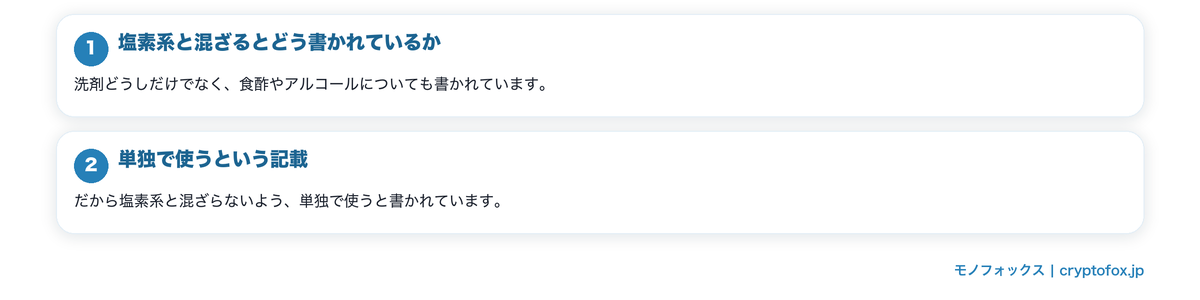 混ぜてはいけない組み合わせの要点を整理した図