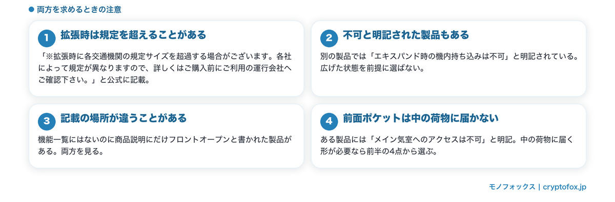 拡張と前開きを両立させるときの注意