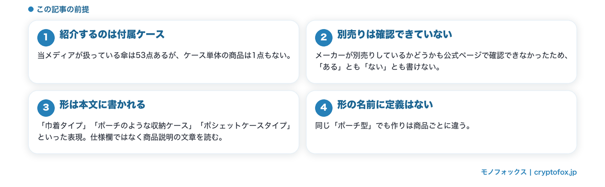 ケースは傘に付属するものという前提