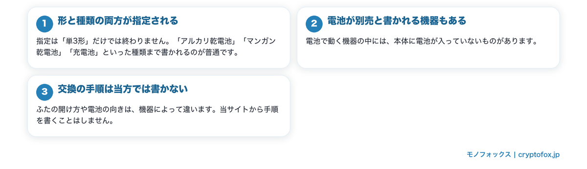 機器が電池を指定するとはどういうことかを図で整理した図解