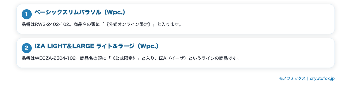 公式の通販だけで扱われる折りたたみ傘を図で整理した図解